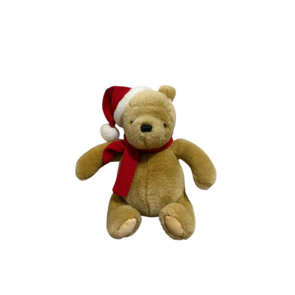 Gund Classic Winnie the Pooh Bear Christmas Holiday Red Santa Plush 9in Soft Euc